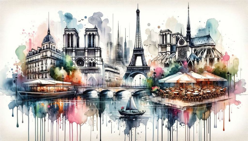 Watercolor Paris Abstract