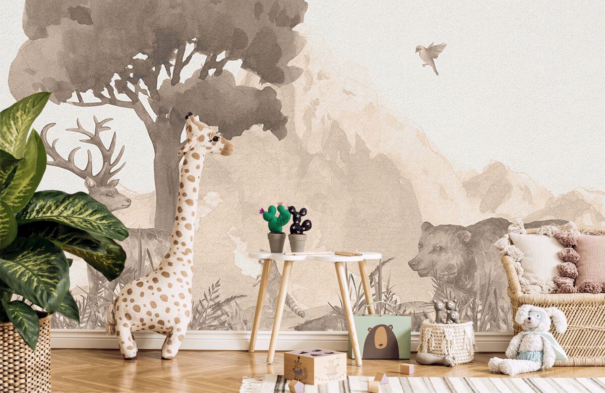 Papel pintado animalitos bosque